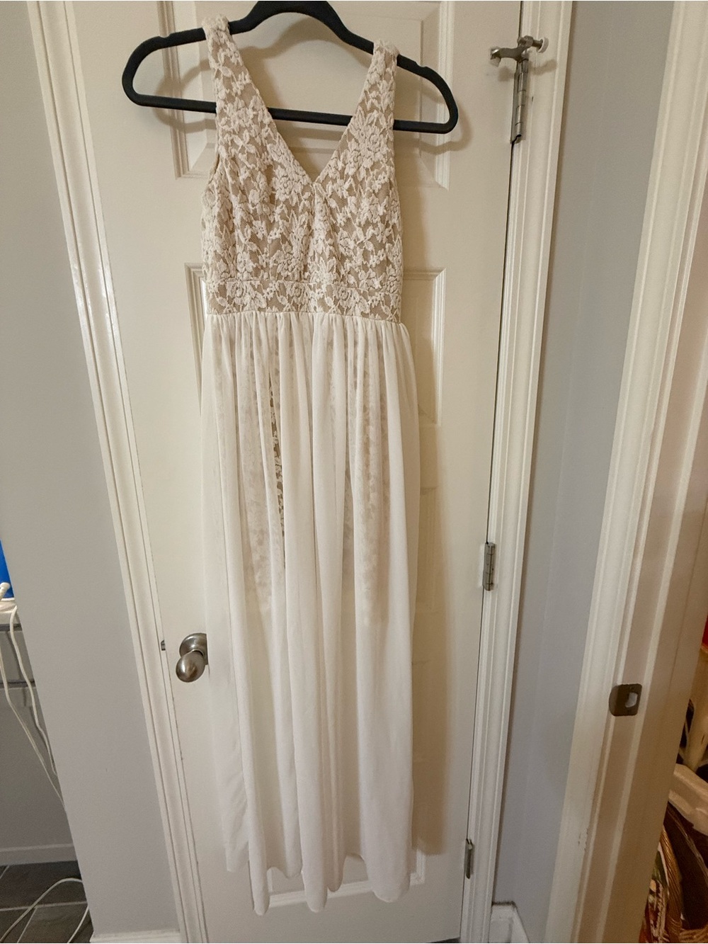 Lulu's “Make Way for Wonderful" Off White Lace Maxi Dress